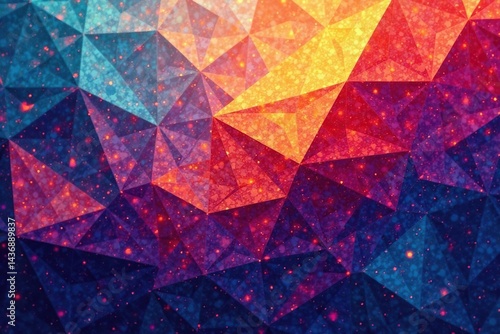 Intricate tessellated geometric shapes in vibrant hues , square, surface