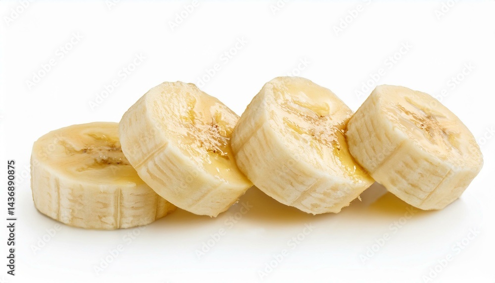 Banana slices on white background Banana slices on white background
