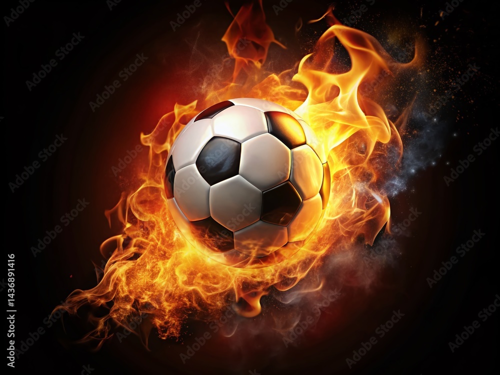 Naklejka premium Flaming Soccer Ball Isolated: Fiery Sports Image for Design