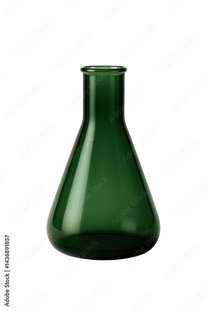 Green Glass Laboratory Flask Isolated on Transparent Background, Generative AI Green Glass Laboratory Flask Isolated on Transparent Background, Generative AI