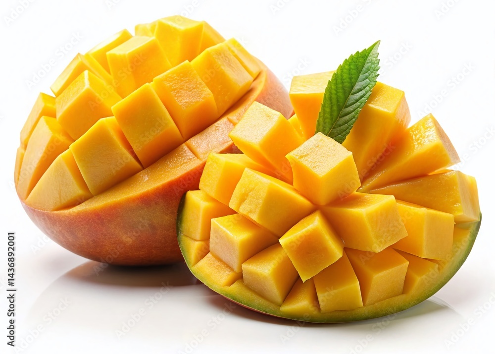 Fresh Diced Mango Half - Vibrant Tropical Fruit Cubes Fresh Diced Mango Half - Vibrant Tropical Fruit Cubes