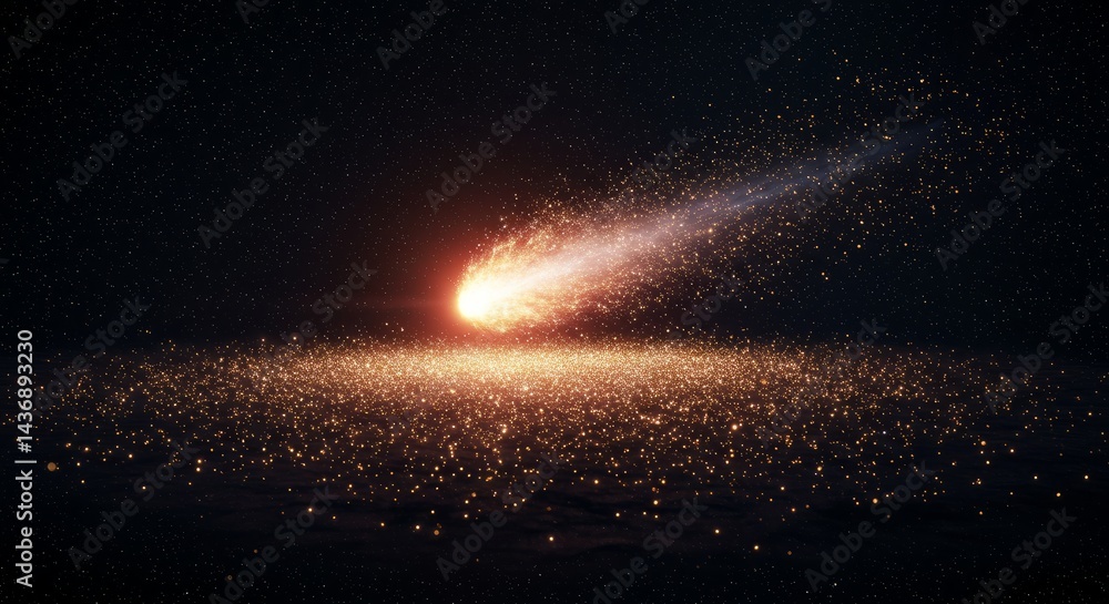Fototapeta premium Bright Celestial Object Across Night Sky With Sparkling Trail