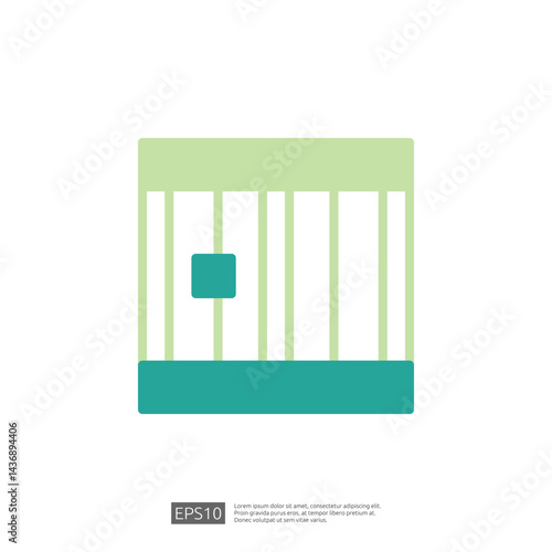 Abstract Icon of a Law Cage Symbolizing Justice and Judgment with Minimalistic Design Elements in Soft Colors