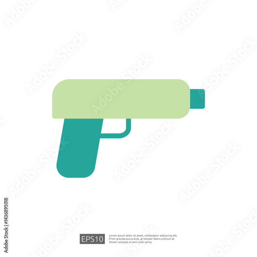 Minimalist Icon of a Gun Symbolizing Law and Judgment with Abstract Design Elements in Soft Colors