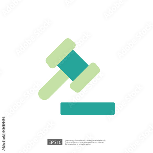 Icon of a Gavel Symbolizing Law and Judgment in a Legal Context with Simple Geometric Design