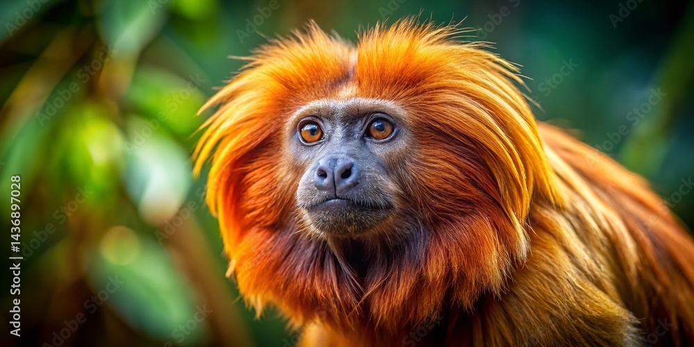 Golden Lion Tamarin Monkey Portrait, High Depth of Field, Wildlife Photography Golden Lion Tamarin Monkey Portrait, High Depth of Field, Wildlife Photography