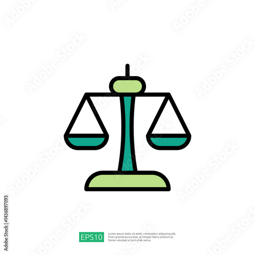 Icon of Law Justice Scales Balancing Legal Principles and Ethics Representing Fairness in a Courtroom Setting