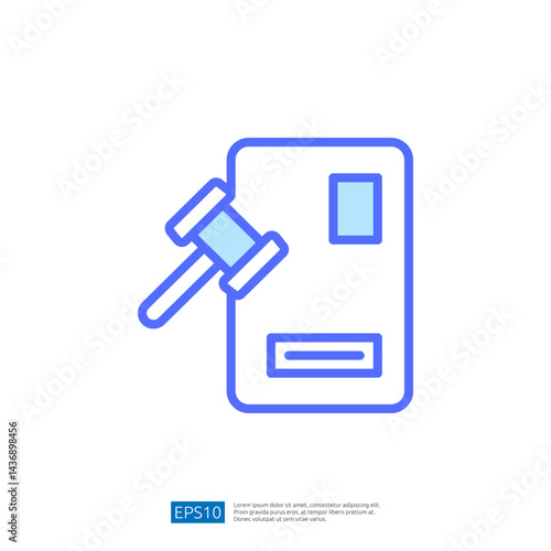 Legal Icon of a Gavel and Document Representing Law and Judgment in a Professional Context