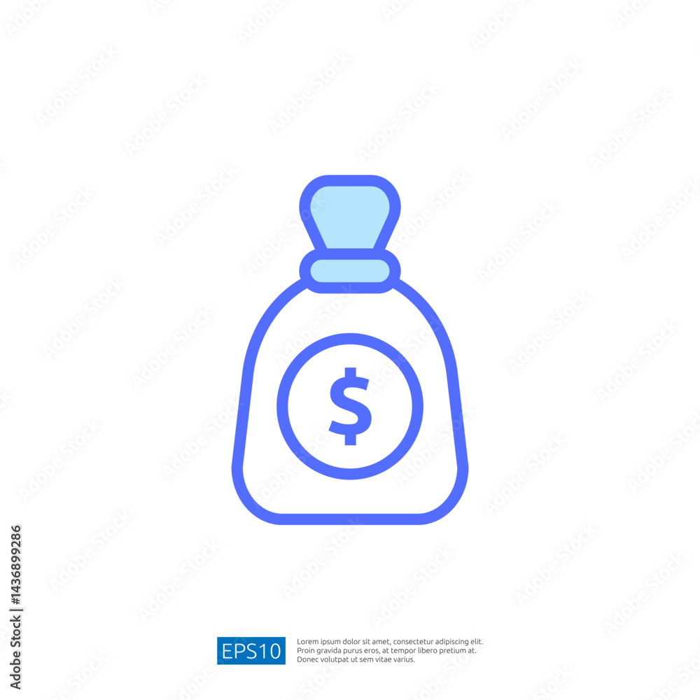 Blue Icon of Money Bag Symbolizing Wealth and Financial Management in Modern Finance Blue Icon of Money Bag Symbolizing Wealth and Financial Management in Modern Finance