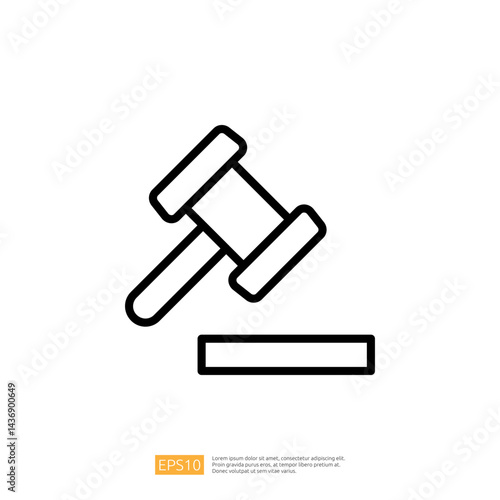 Icon of a Gavel Symbolizing Law and Judgment Representing Authority and Legal Processes in a Courtroom Setting