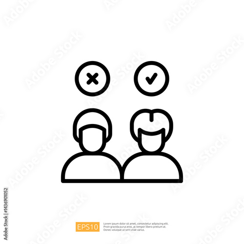 Two Individuals Representing Approval and Disapproval in a Legal Context Icon