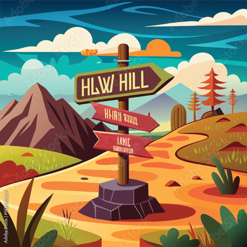 Scenic Mountain Trail Signpost