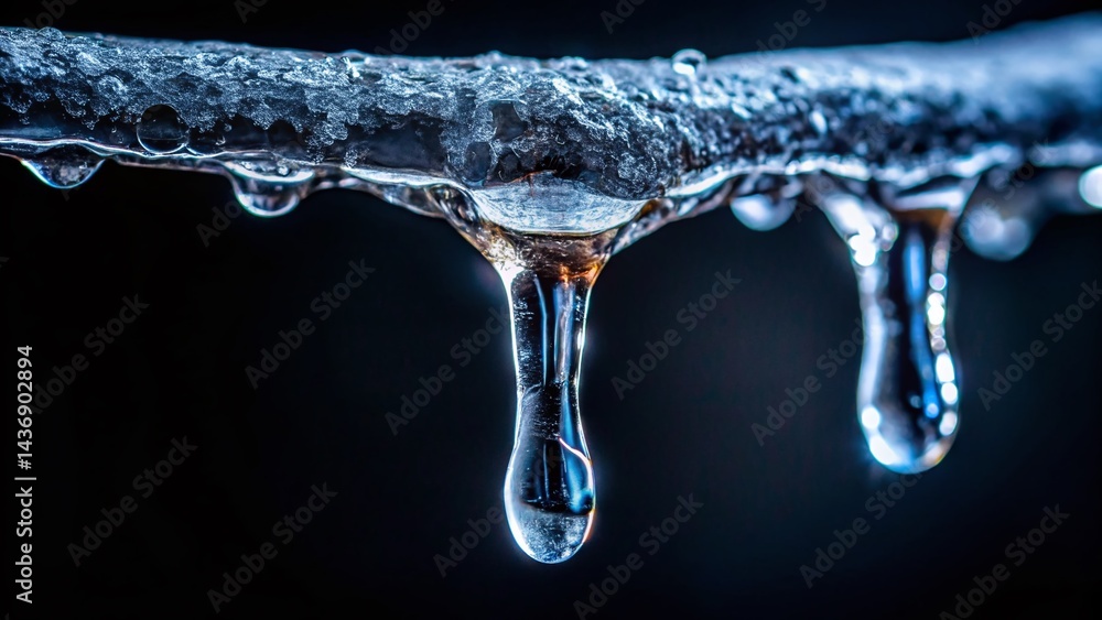 Icicle Dripping: Close-Up Minimalist Snow Ice Photography Icicle Dripping: Close-Up Minimalist Snow Ice Photography