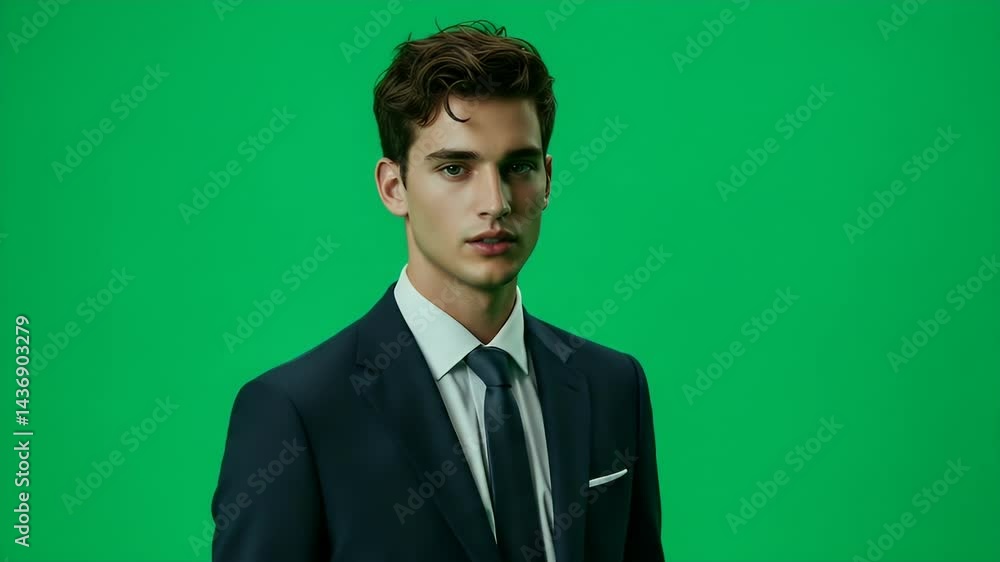 Stylish Businessman Portrait Against Green Screen Stylish Businessman Portrait Against Green Screen