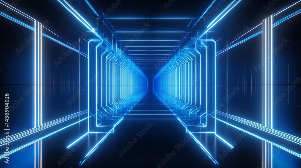 Fototapeta premium Futuristic Holographic Panels Forming Abstract Connections Across Dimensions