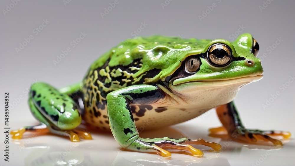 Obraz premium Green Tree Frog Close-Up – Colorful Amphibian on White Background
