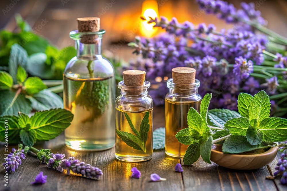 Lavender & Peppermint Essential Oils: Aromatherapy Herbs & Flowers Lavender & Peppermint Essential Oils: Aromatherapy Herbs & Flowers
