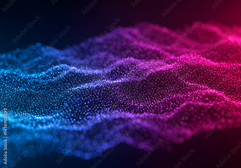 Fototapeta premium Abstract Pink Blue Particle Wave Background