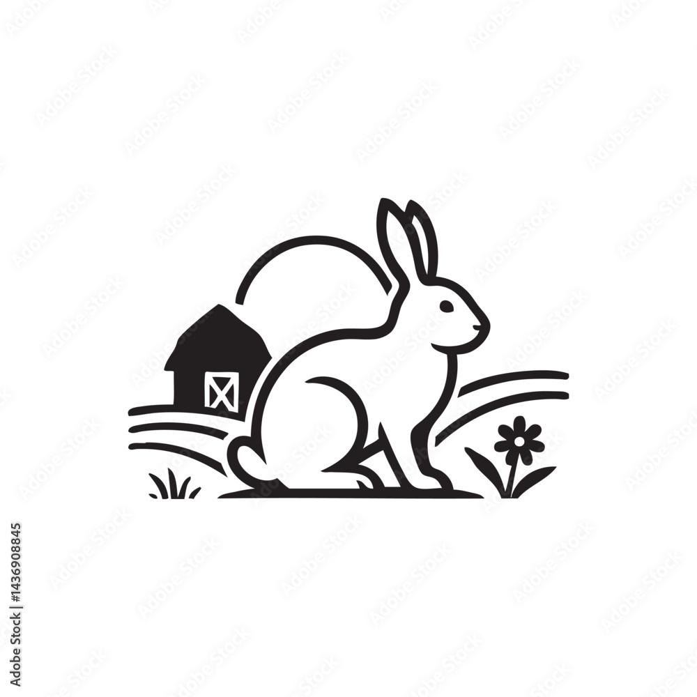 Fototapeta premium rabbits house livestock and farm fields