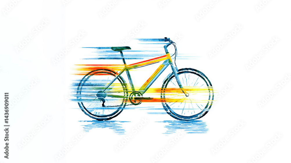 Fototapeta premium Abstract Colorful Bicycle in Motion Illustration