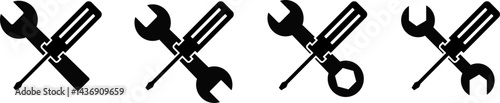 wrench and Screwdriver icon set. hammer and screwdrivers symbol. Settings and repair symbol. service sign. Maintenance tools
