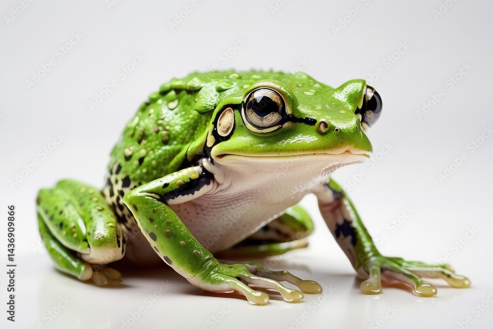 Green Tree Frog Close-Up – Colorful Amphibian on White Background Green Tree Frog Close-Up – Colorful Amphibian on White Background