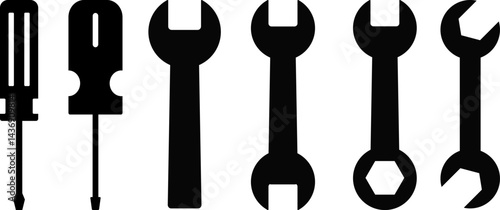 Tool icon set. Screwdriver and wrench icons. Settings and repair symbol. service sign. Maintenance tools
