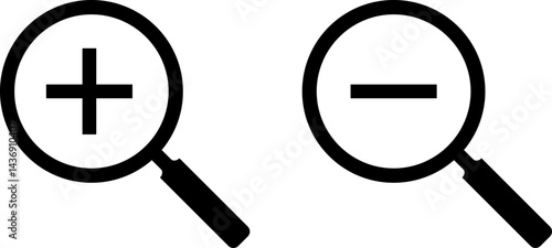 Zoom in zoom out icon set. Search and explore signs. plush mark symbol

