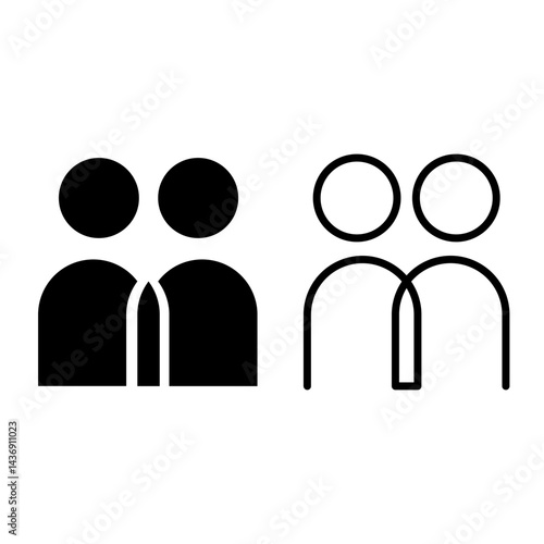 People Icon: A minimalist icon of two united individuals, a symbol of unity and cooperation. Capturing simplicity, solidarity, and connection.