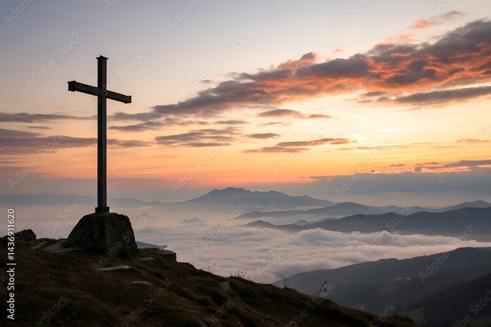 Good Friday concept: cross with sunset in the sky background
Good Friday concept: cross with sunset in the sky background