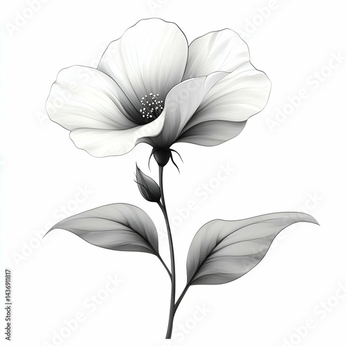 Elegant grayscale flower illustration