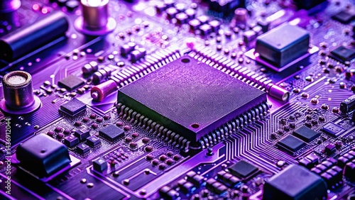 Macro Photography: Deep Purple Electronics Development Board, Microcontrollers & Circuits