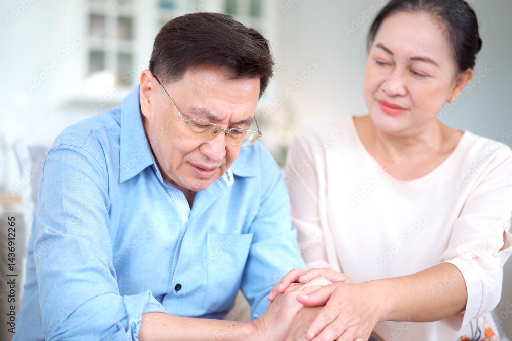 Asian elderly man having a mental problem. Asian elderly man having a mental problem.