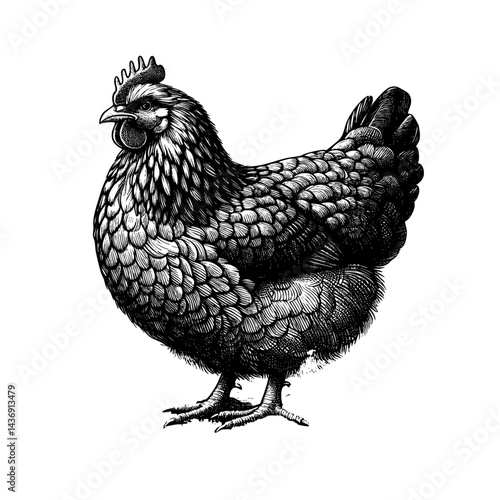 Vintage Chicken Collection Sketch Illustration, Hand-Drawn Farm Animals in Rustic Style, Detailed Rooster, Hen, and Chick Artworks