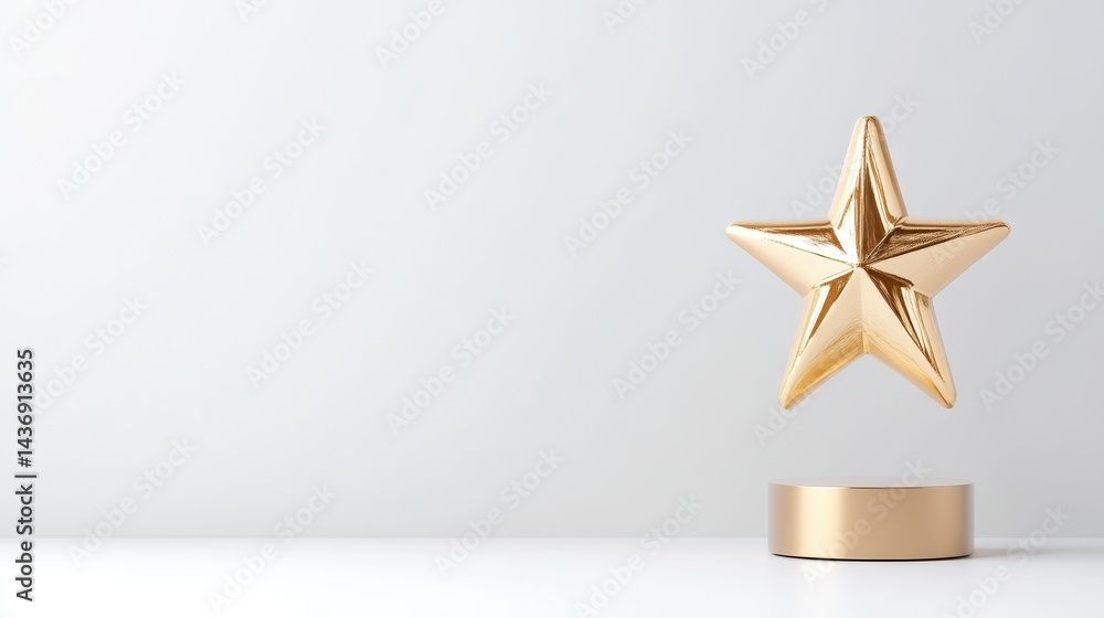 Obraz premium Gold star award on pedestal
