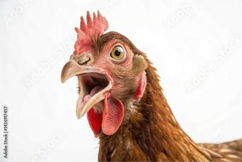 A detailed close-up of a brown chicken displaying its features, suitable for food-related content or agriculture themes.