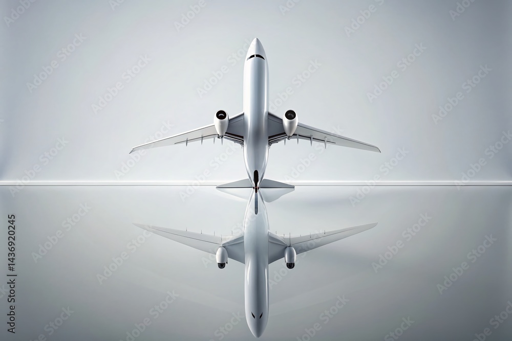 Minimalist Airplane Line Art: Simple Aviation Design, White Background Stock Photo Minimalist Airplane Line Art: Simple Aviation Design, White Background Stock Photo