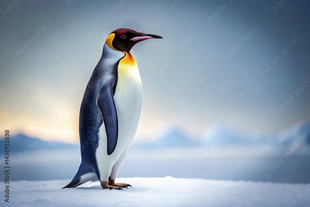 Naklejka premium Minimalist Penguin on White Background, Isolated PNG Image for Design Projects