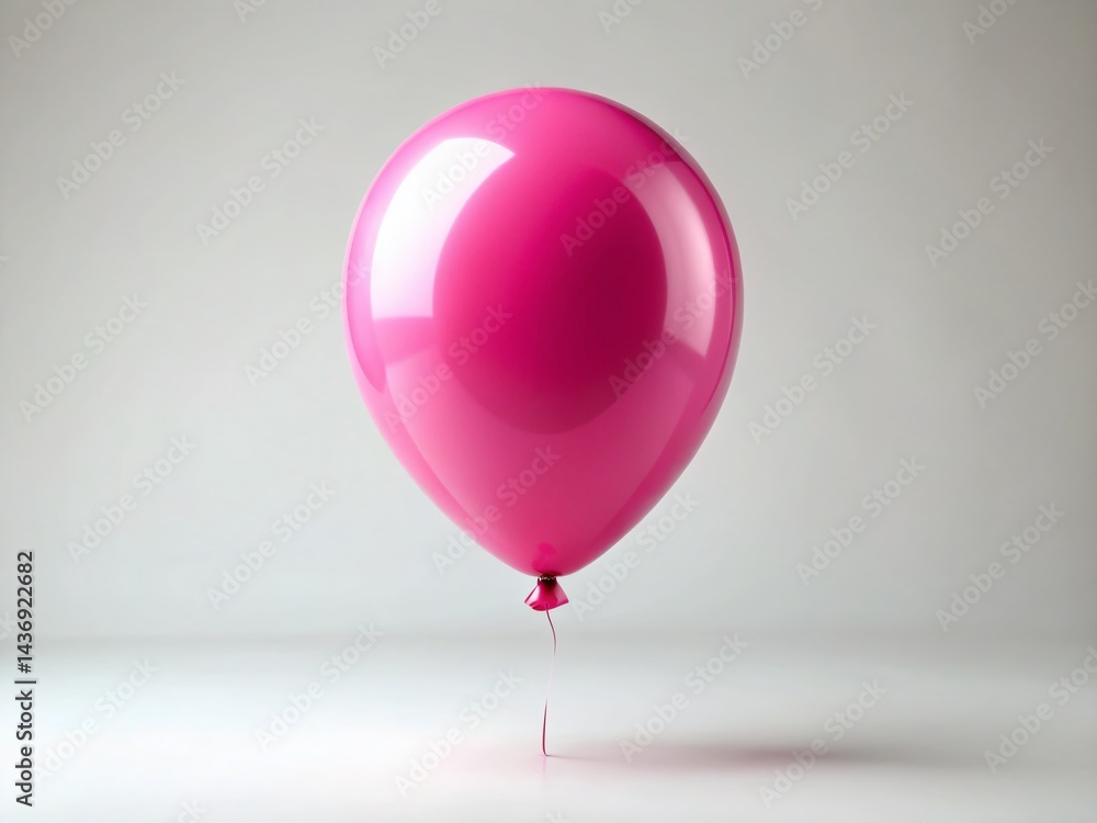 Minimalist Pink Balloon Floating on White Background - Stock Photo Minimalist Pink Balloon Floating on White Background - Stock Photo