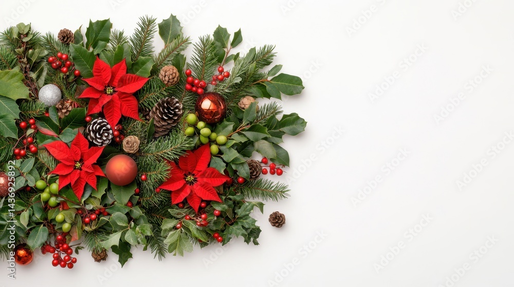Festive Holiday Greenery Top Down View Festive Holiday Greenery Top Down View
