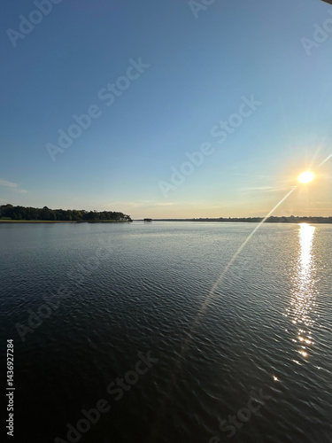 Sunset Over Cedar Creek Reservoir in Texas with Vibrant Water Reflections