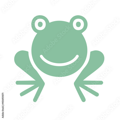 green frog with a smile