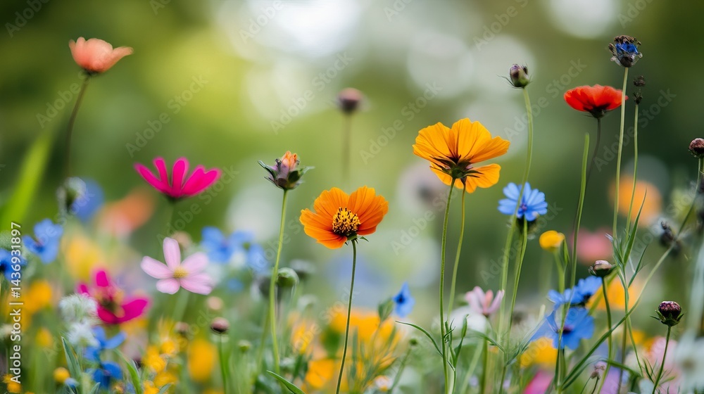 Vibrant wildflowers bloom in a colorful meadow showcasing nature's beauty Vibrant wildflowers bloom in a colorful meadow showcasing nature's beauty