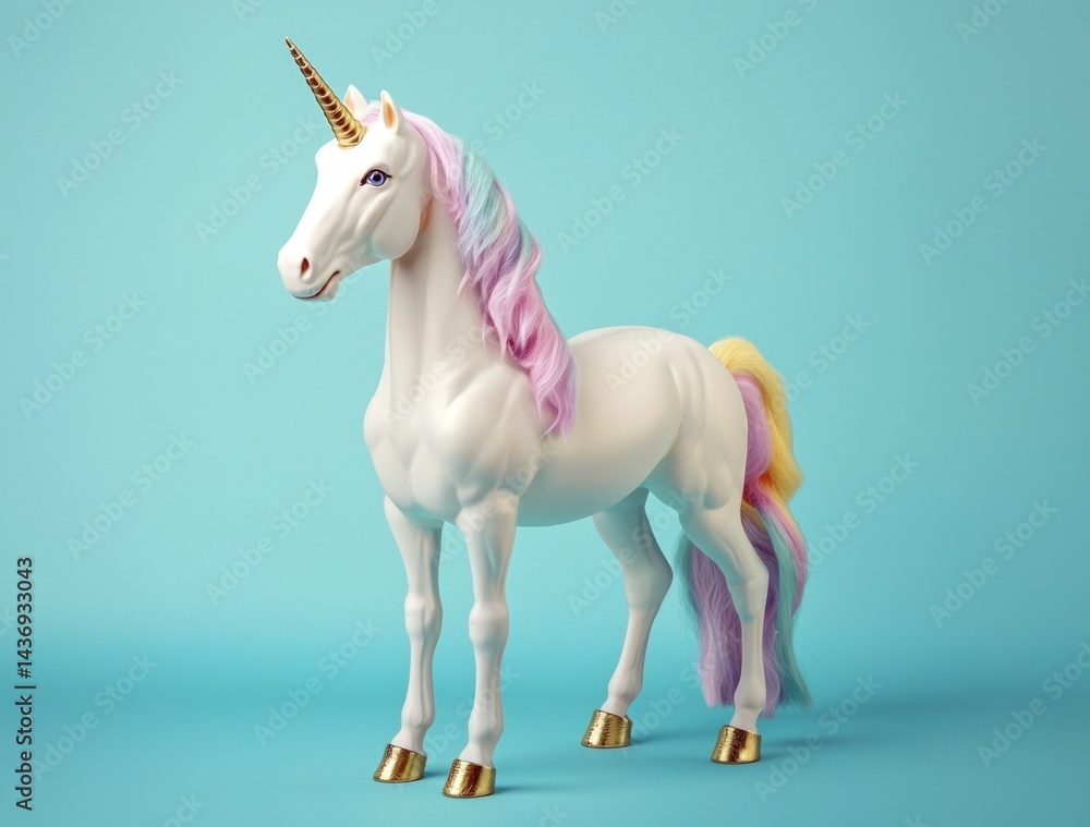 Enchanting white unicorn with a vibrant rainbow mane Enchanting white unicorn with a vibrant rainbow mane