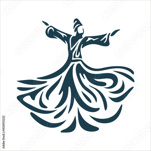 Whirling Dervish Robe Flowing Lines Charcoal Black Whirling Dervishes Festival Spinning dervish robe with flowing lines in charcoal black