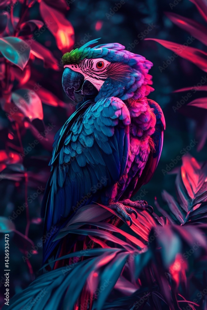 Obraz premium Vibrant Tropical Background with Neon Lights