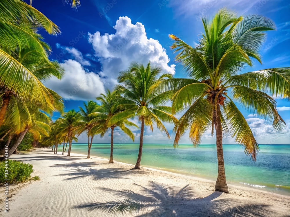 Obraz premium Palm Beach Paradise: Key West's Stunning Tropical Beach Scene