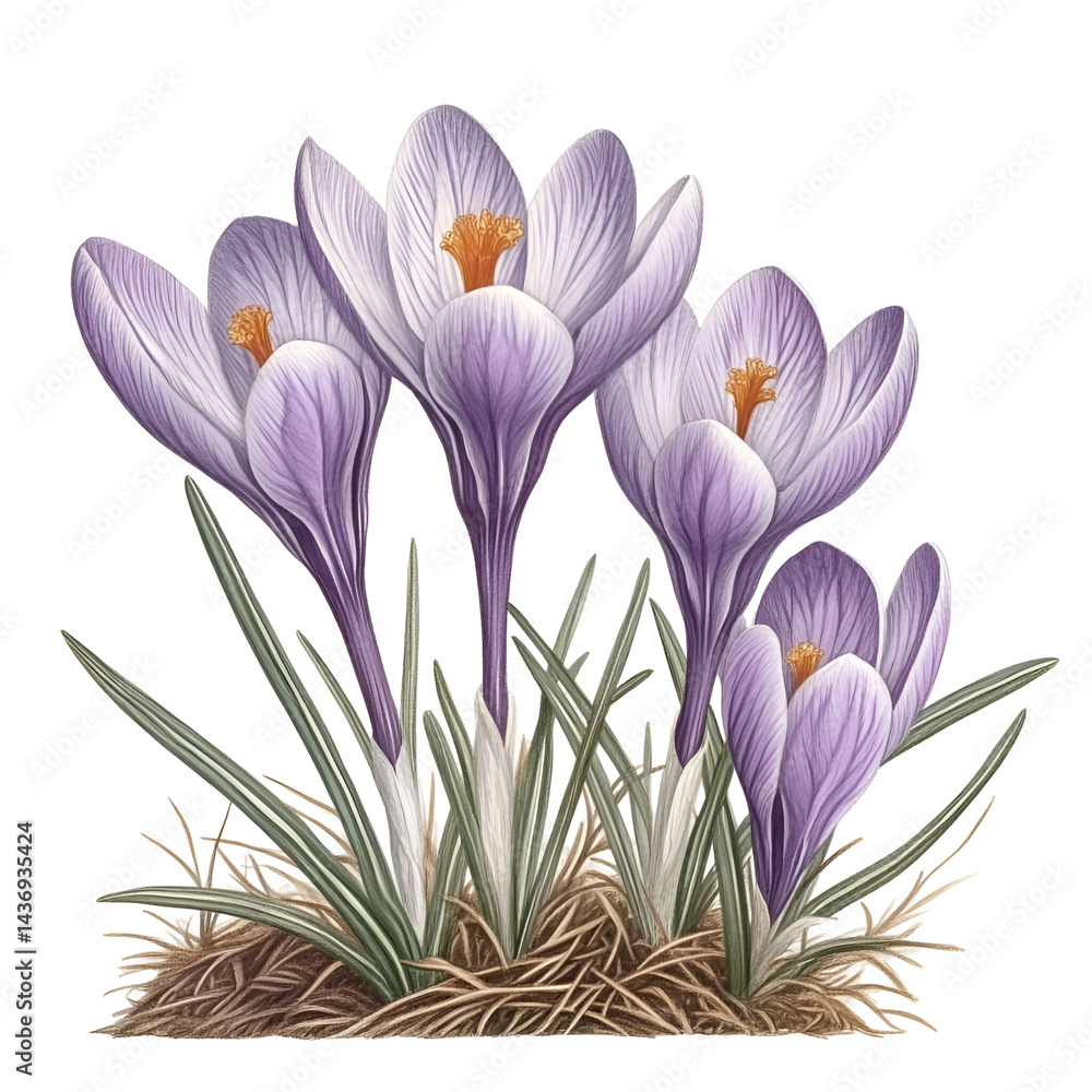 Fototapeta premium Light purple crocus flowers in springtime