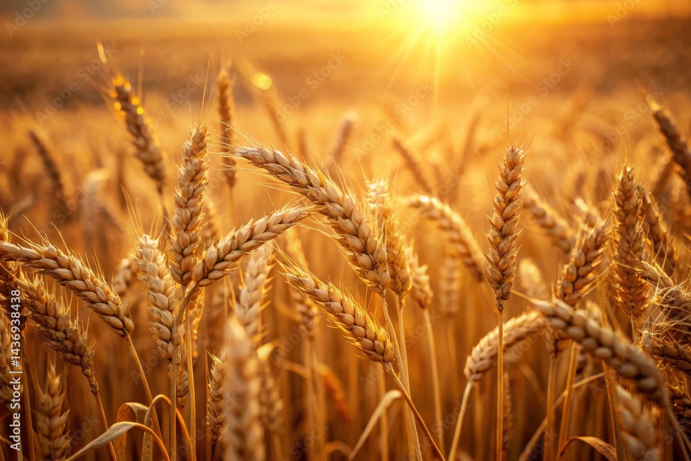 Fototapeta premium Golden Wheat Field at Sunset