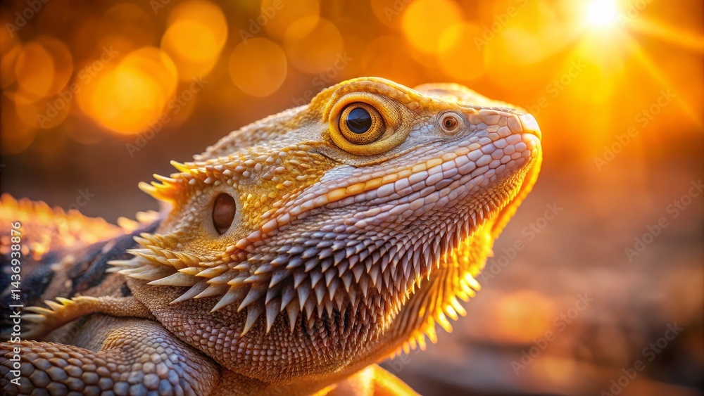 Bearded Dragon Portrait in Warm Light Bearded Dragon Portrait in Warm Light